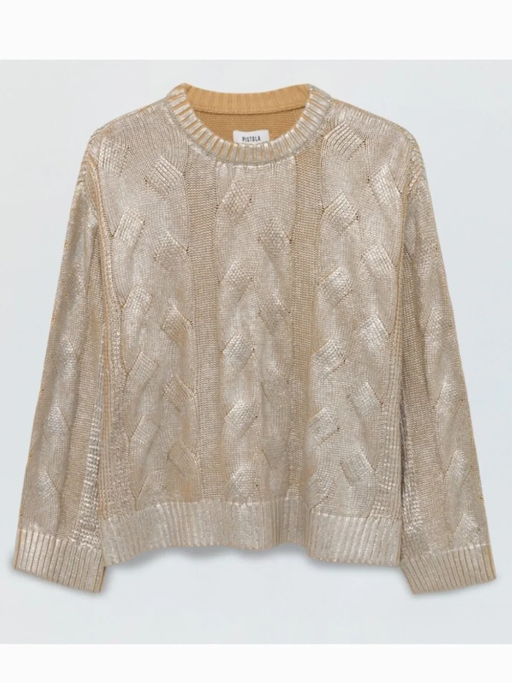 Pistola Everly Foil Accent Cotton Crewneck Sweater